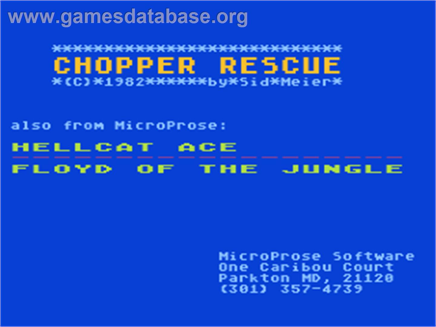 Chopper Rescue - Atari 8-bit - Artwork - Title Screen