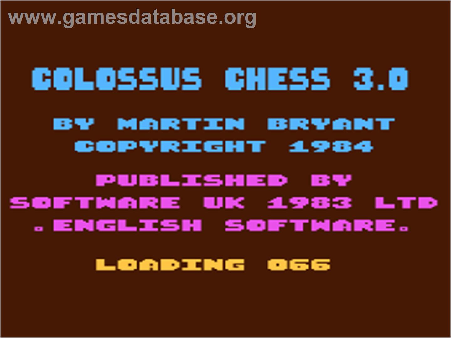 Colossus 4 Chess - Atari 8-bit - Artwork - Title Screen