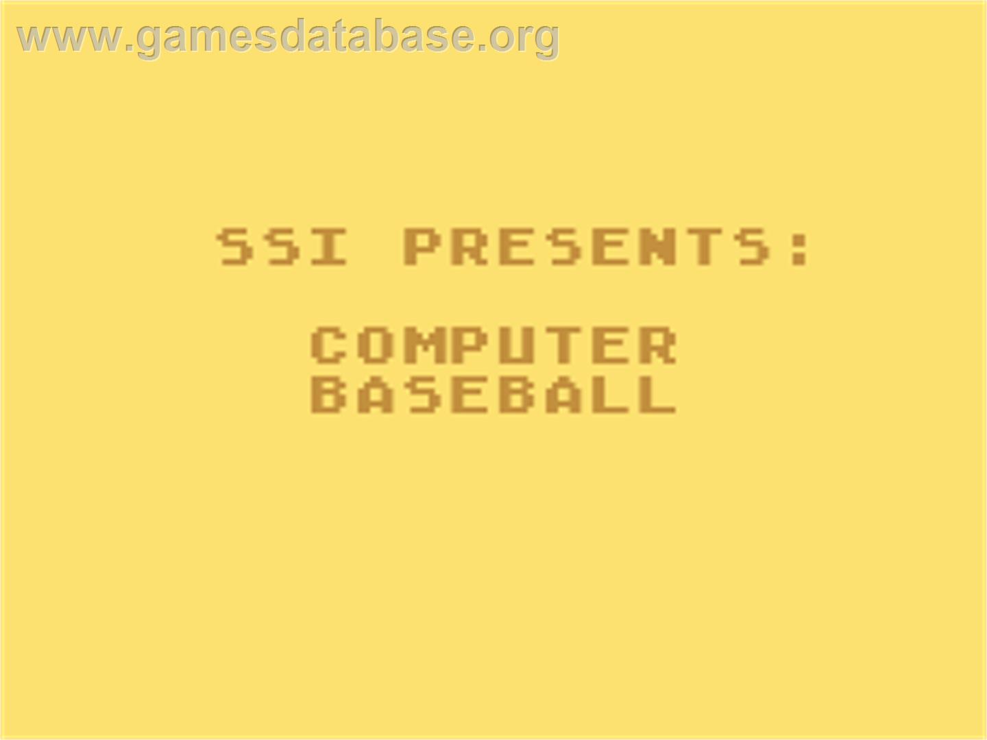 Computer Baseball - Atari 8-bit - Artwork - Title Screen