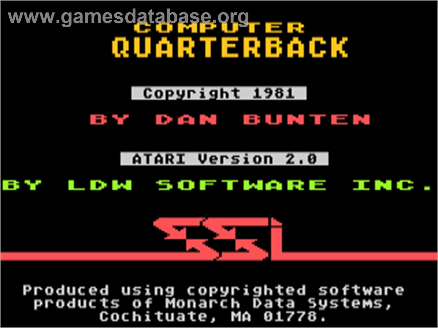 Computer Quarterback - Atari 8-bit - Artwork - Title Screen