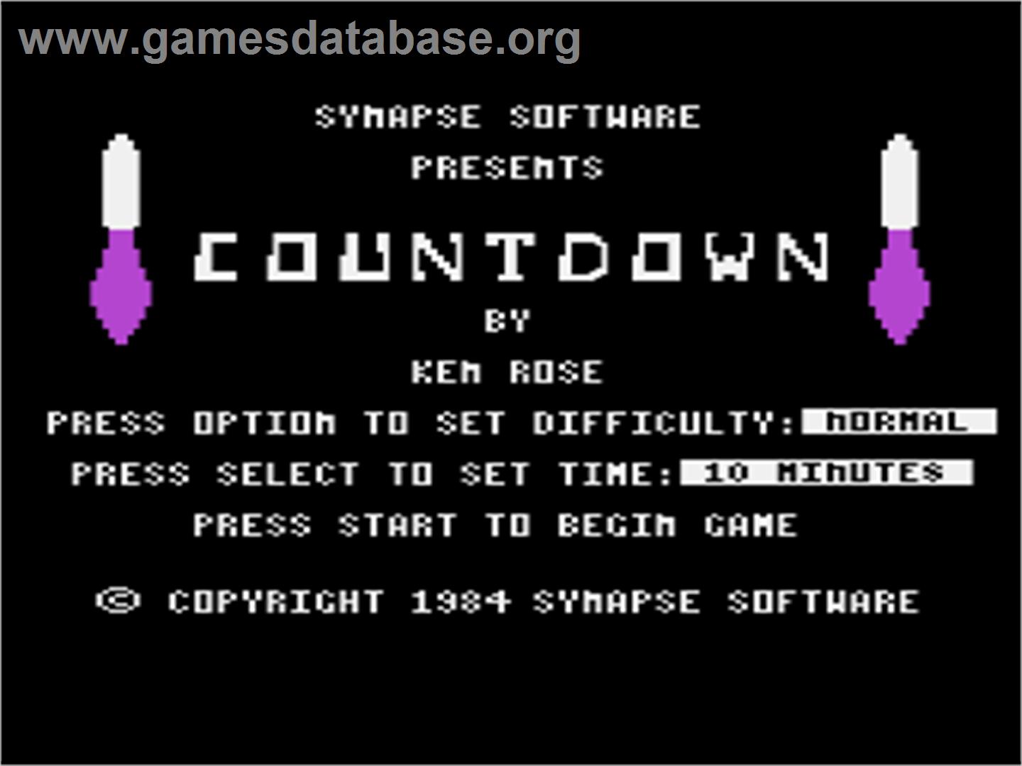 Countdown - Atari 8-bit - Artwork - Title Screen
