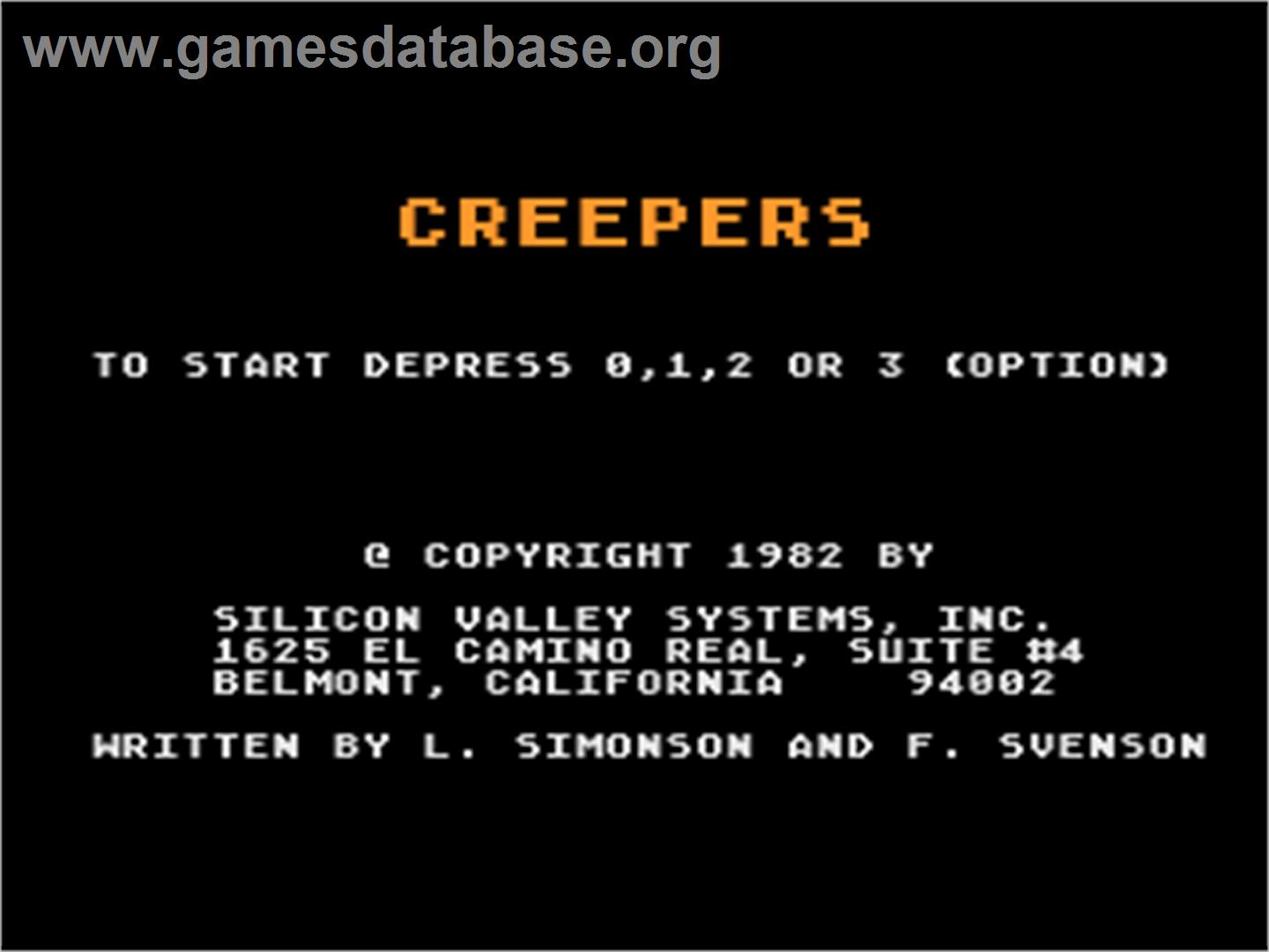 Creepers - Atari 8-bit - Artwork - Title Screen