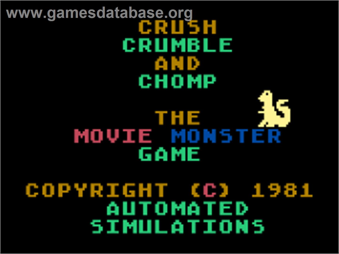 Crush, Crumble and Chomp! - Atari 8-bit - Artwork - Title Screen