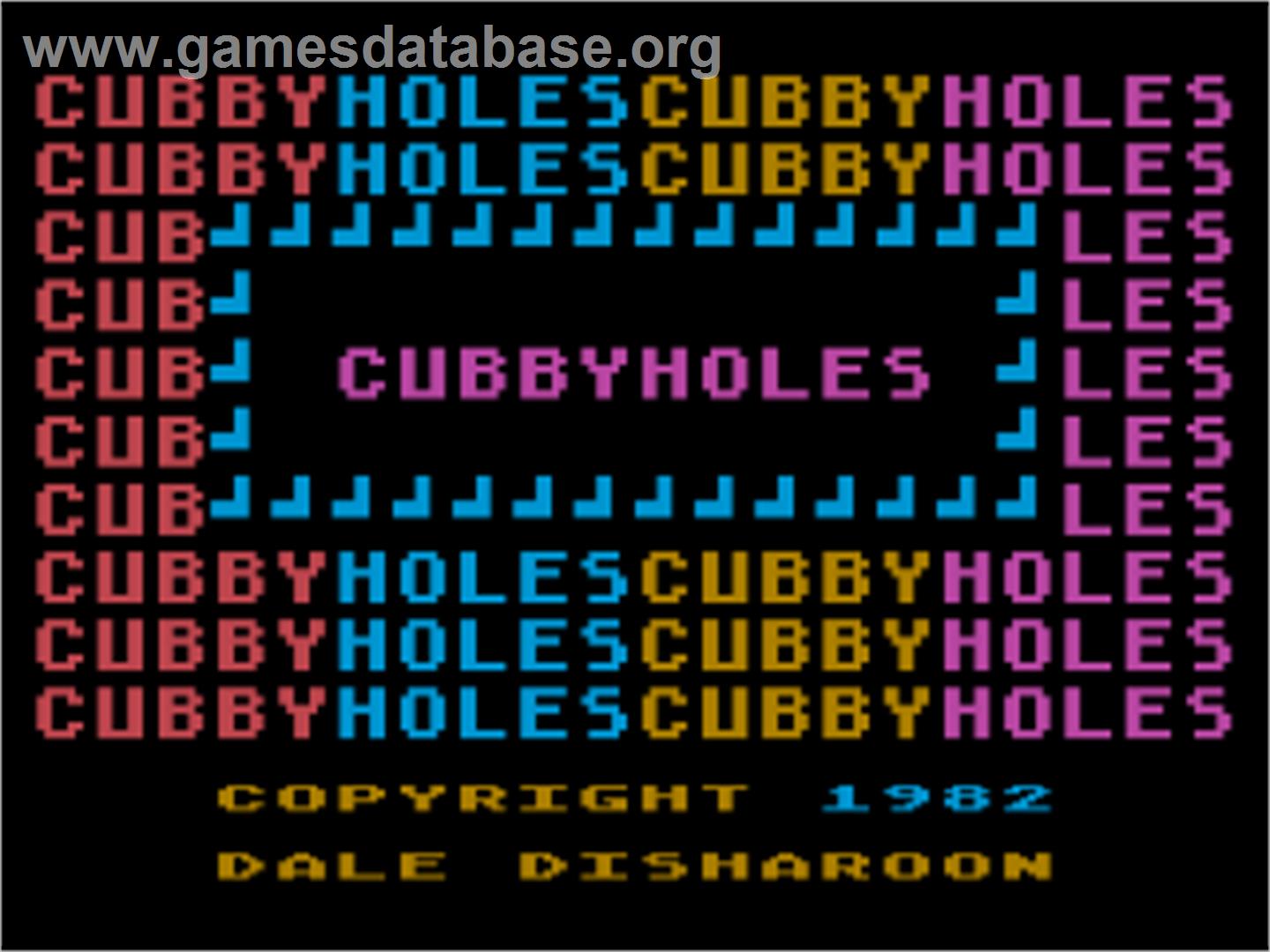 Cubbyholes - Atari 8-bit - Artwork - Title Screen