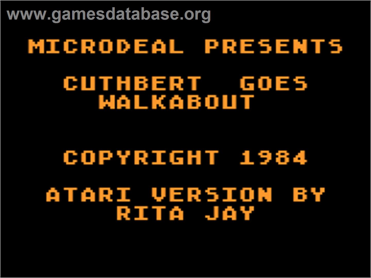 Cuthbert Goes Walkabout - Atari 8-bit - Artwork - Title Screen