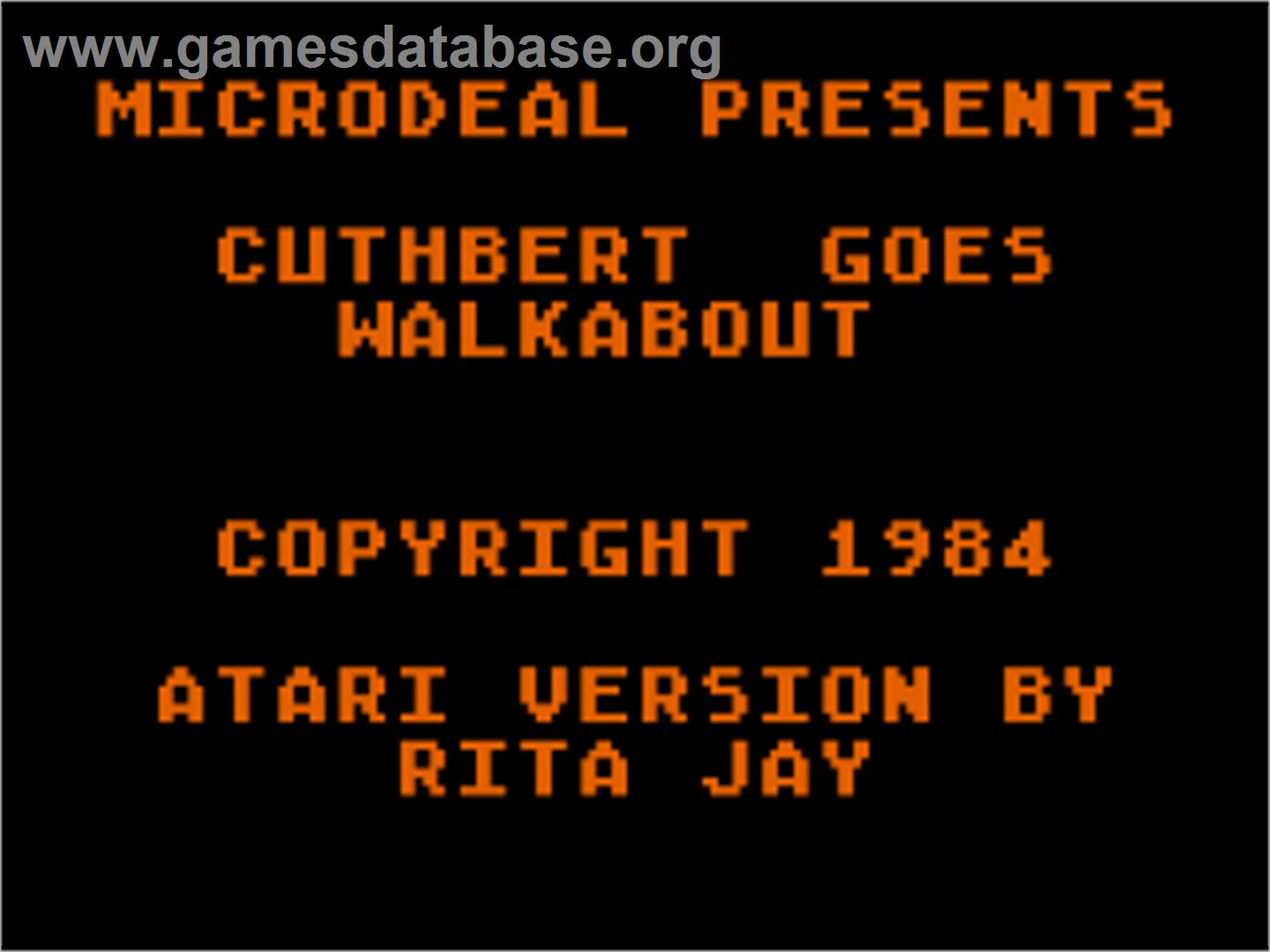 Cuthbert Goes Walkabout - Atari 8-bit - Artwork - Title Screen