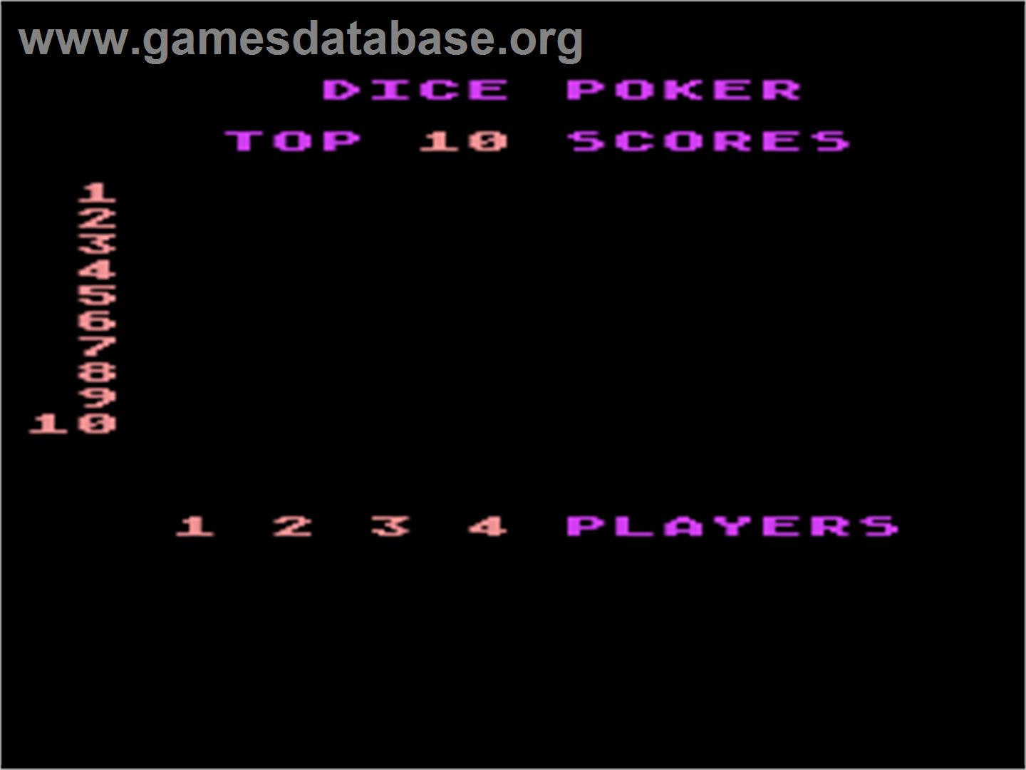 Dice Poker - Atari 8-bit - Artwork - Title Screen