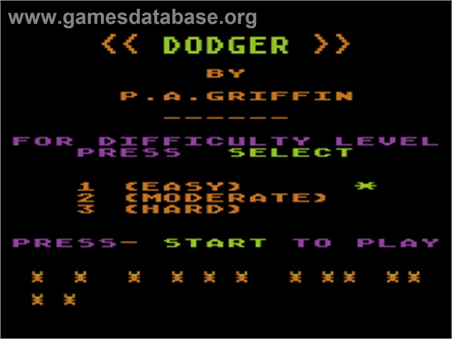 Dodger - Atari 8-bit - Artwork - Title Screen