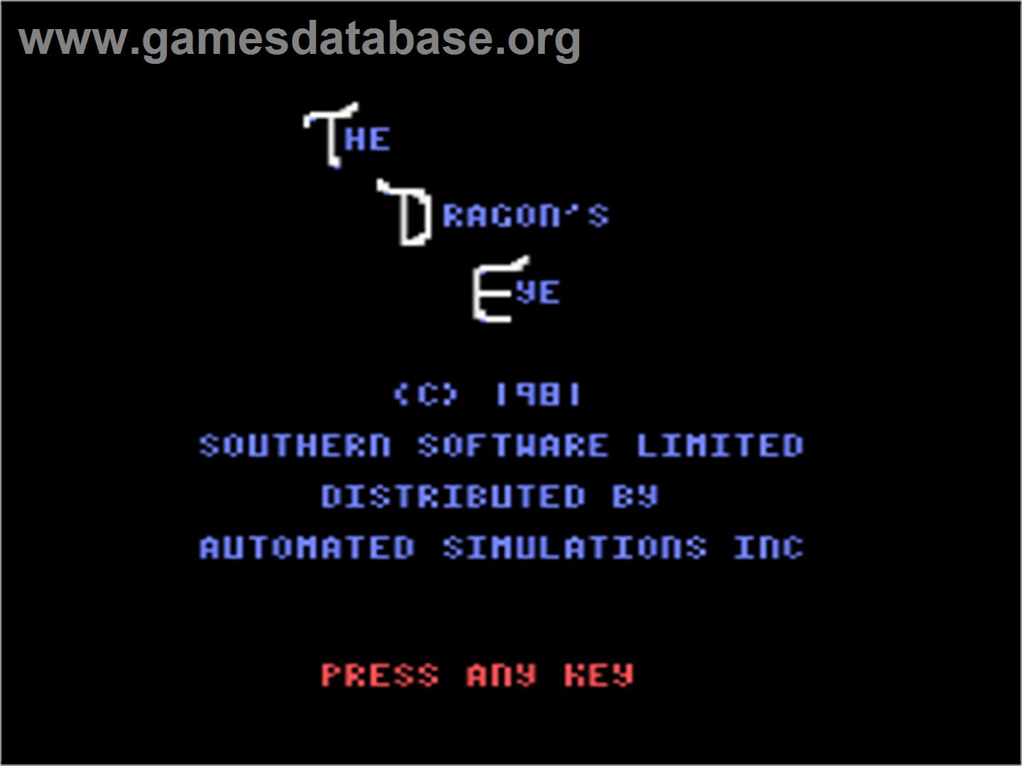 Dragon's Eye - Atari 8-bit - Artwork - Title Screen