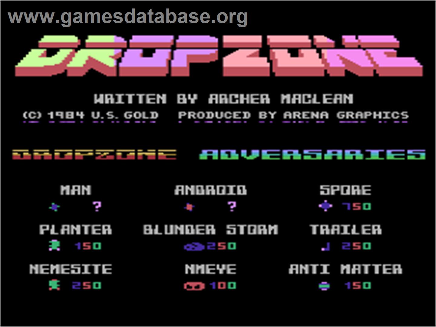 Dropzone - Atari 8-bit - Artwork - Title Screen