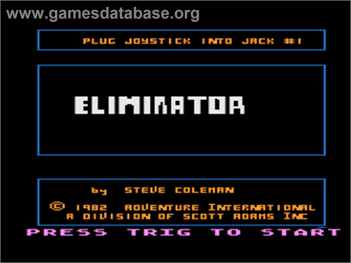 Eliminator, The - Atari 8-bit - Artwork - Title Screen