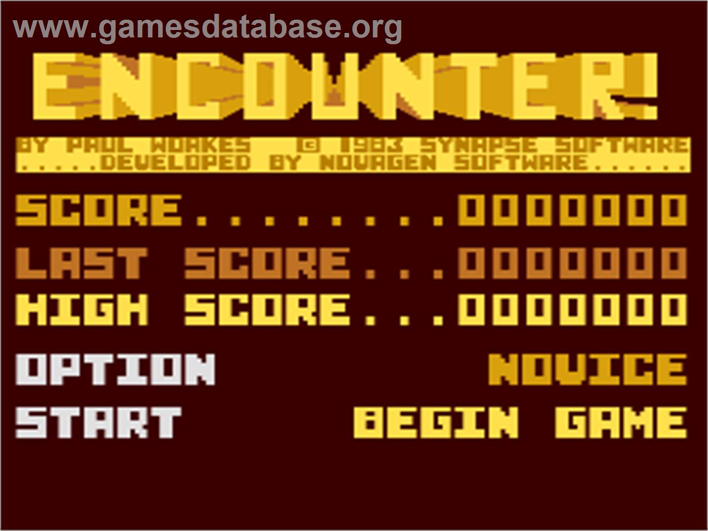 Encounter - Atari 8-bit - Artwork - Title Screen