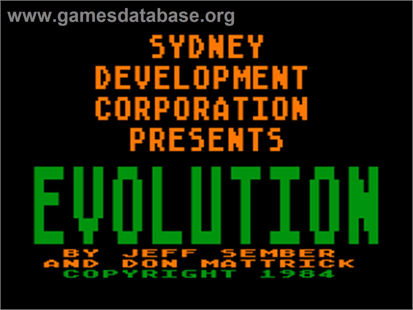 Evolution - Atari 8-bit - Artwork - Title Screen