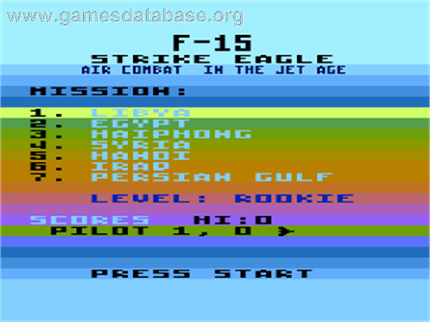 F-15 Strike Eagle - Atari 8-bit - Artwork - Title Screen