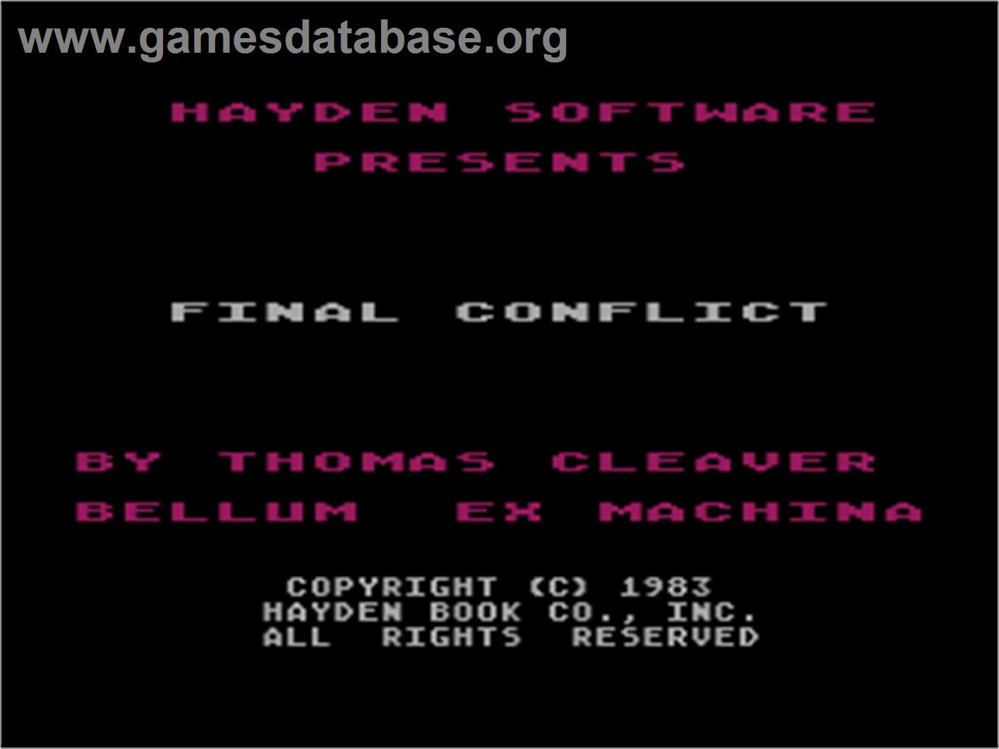 Final Conflict - Atari 8-bit - Artwork - Title Screen