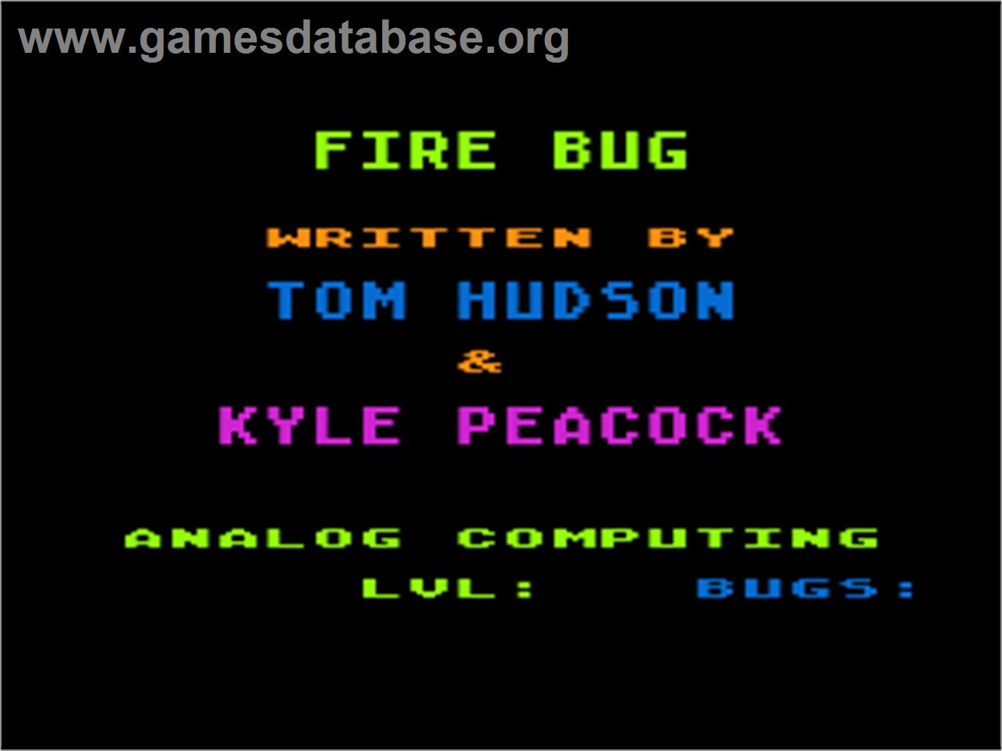 Fire Bug - Atari 8-bit - Artwork - Title Screen
