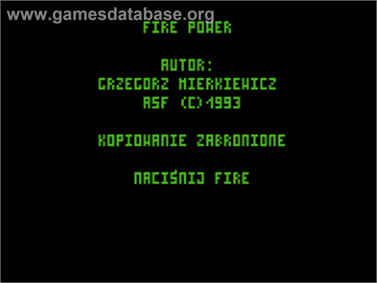 Fire Power - Atari 8-bit - Artwork - Title Screen