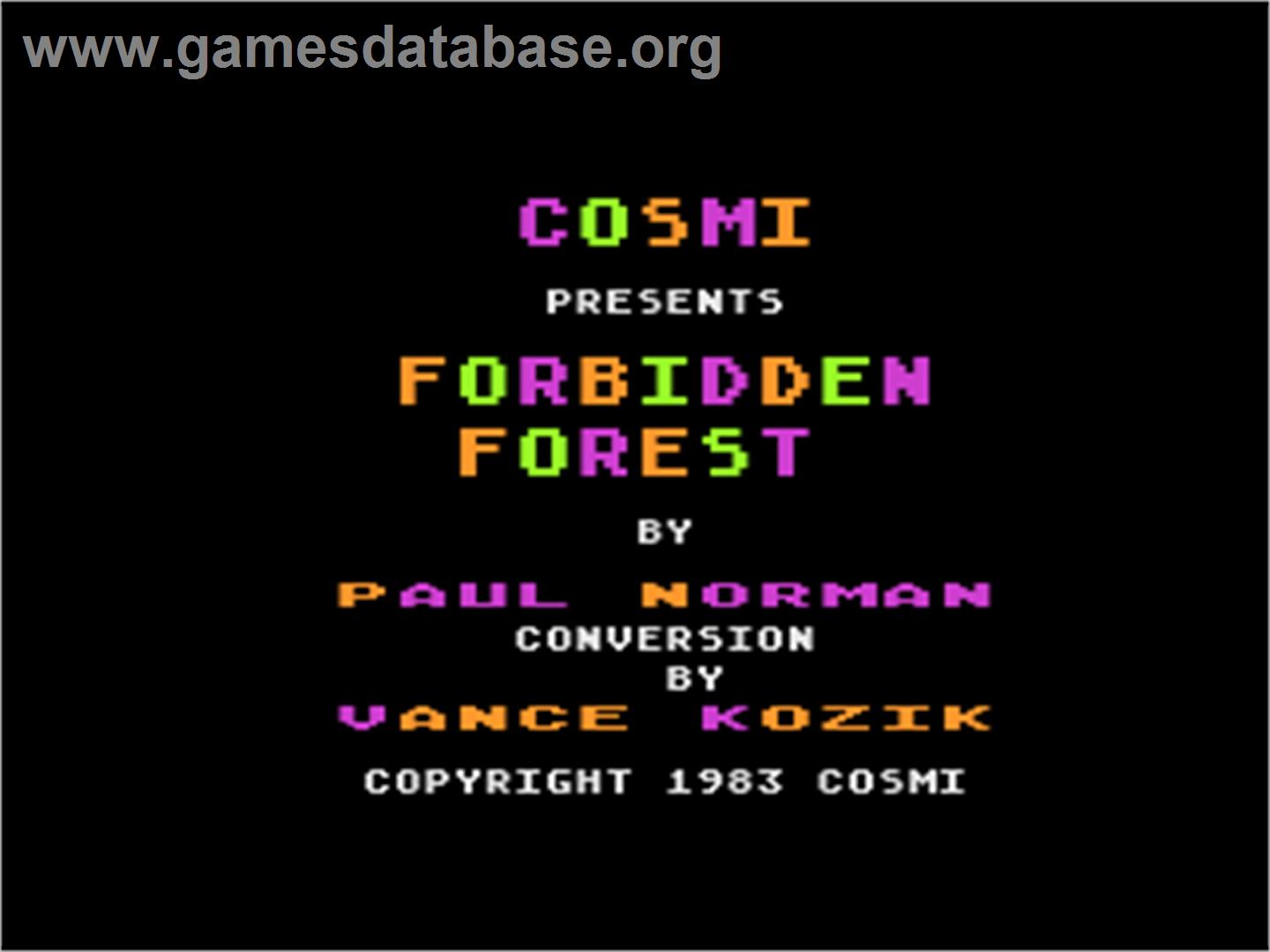 Forbidden Forest - Atari 8-bit - Artwork - Title Screen