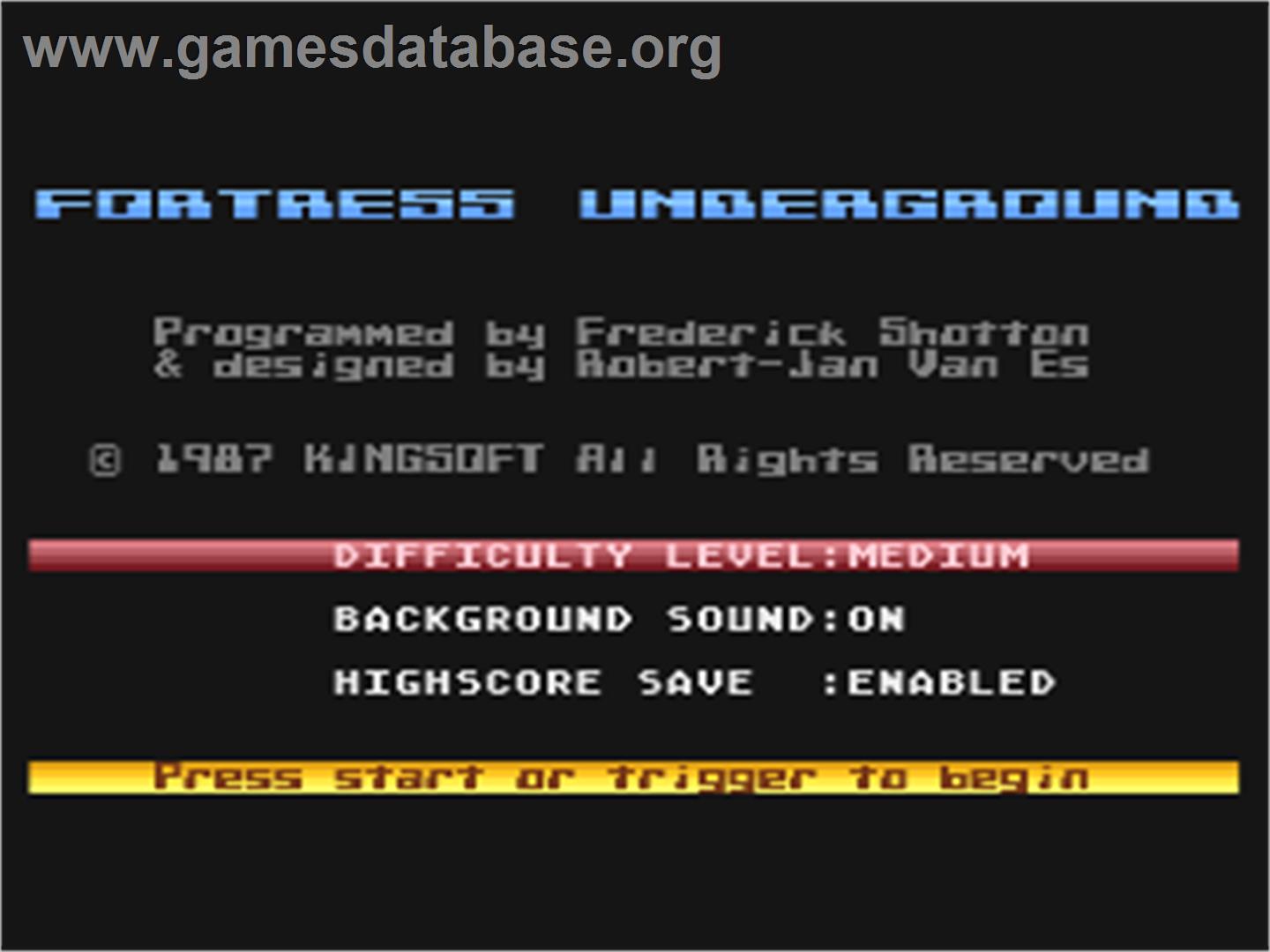 Fortress Underground - Atari 8-bit - Artwork - Title Screen