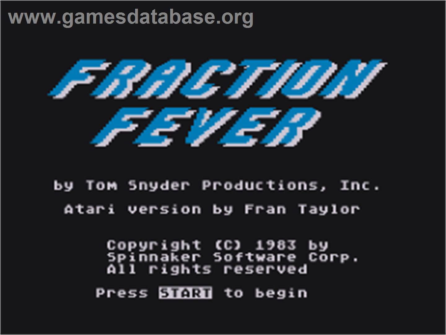 Fraction Fever - Atari 8-bit - Artwork - Title Screen