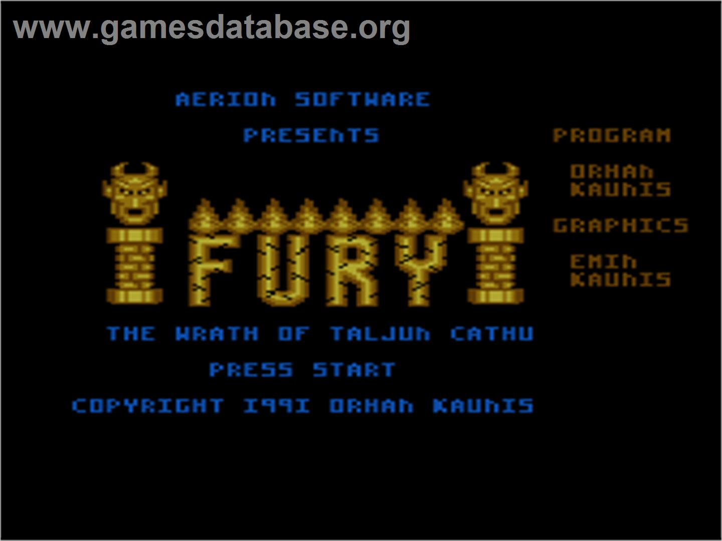 Fury - The Wrath Of Taljun Cathu - Atari 8-bit - Artwork - Title Screen