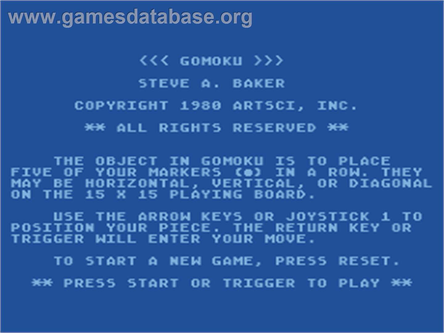 Gomoku - Atari 8-bit - Artwork - Title Screen
