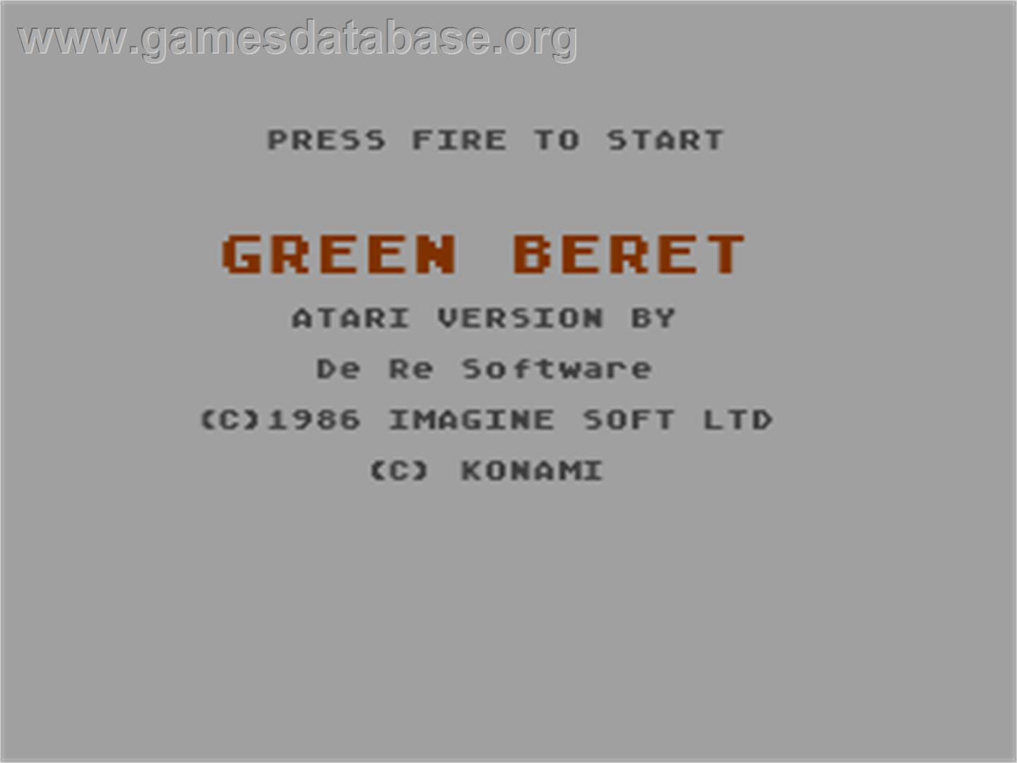 Green Beret - Atari 8-bit - Artwork - Title Screen