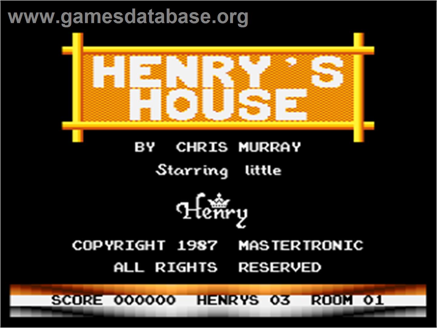 Henry's House - Atari 8-bit - Artwork - Title Screen