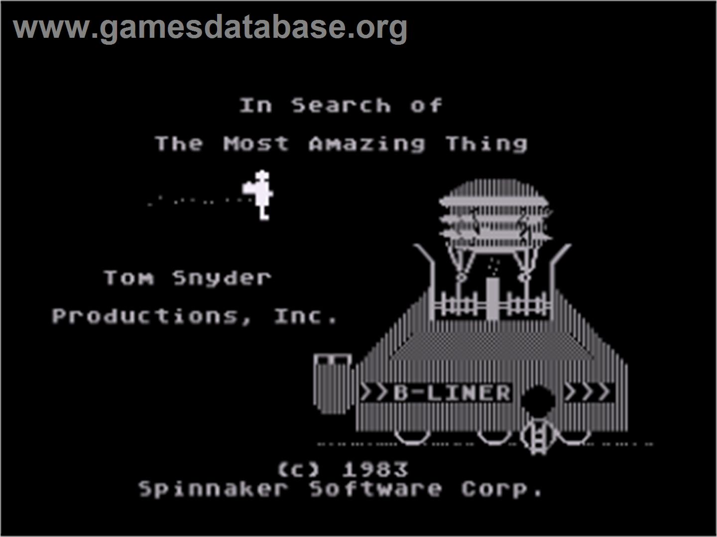 In Search Of The Most Amazing Thing - Atari 8-bit - Artwork - Title Screen