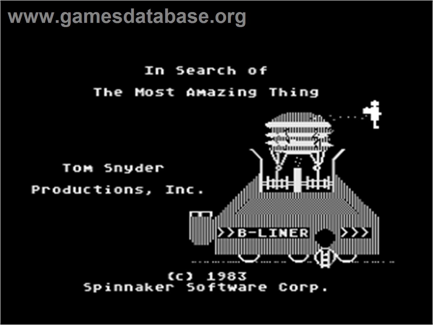 In Search of the Most Amazing Thing - Atari 8-bit - Artwork - Title Screen