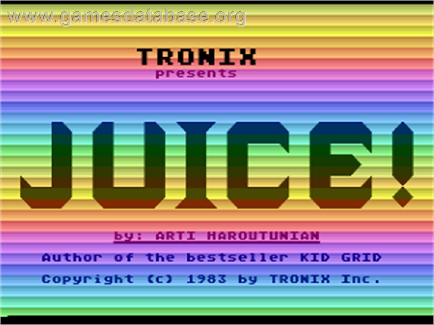 Juice! - Atari 8-bit - Artwork - Title Screen