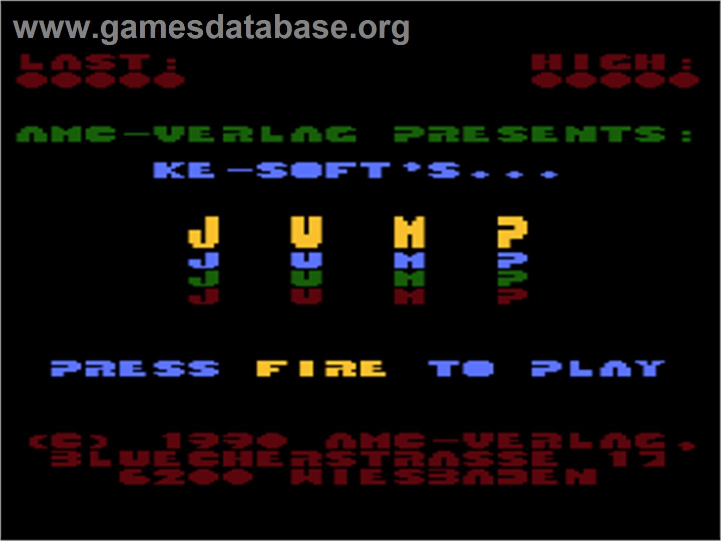 Jump! - Atari 8-bit - Artwork - Title Screen