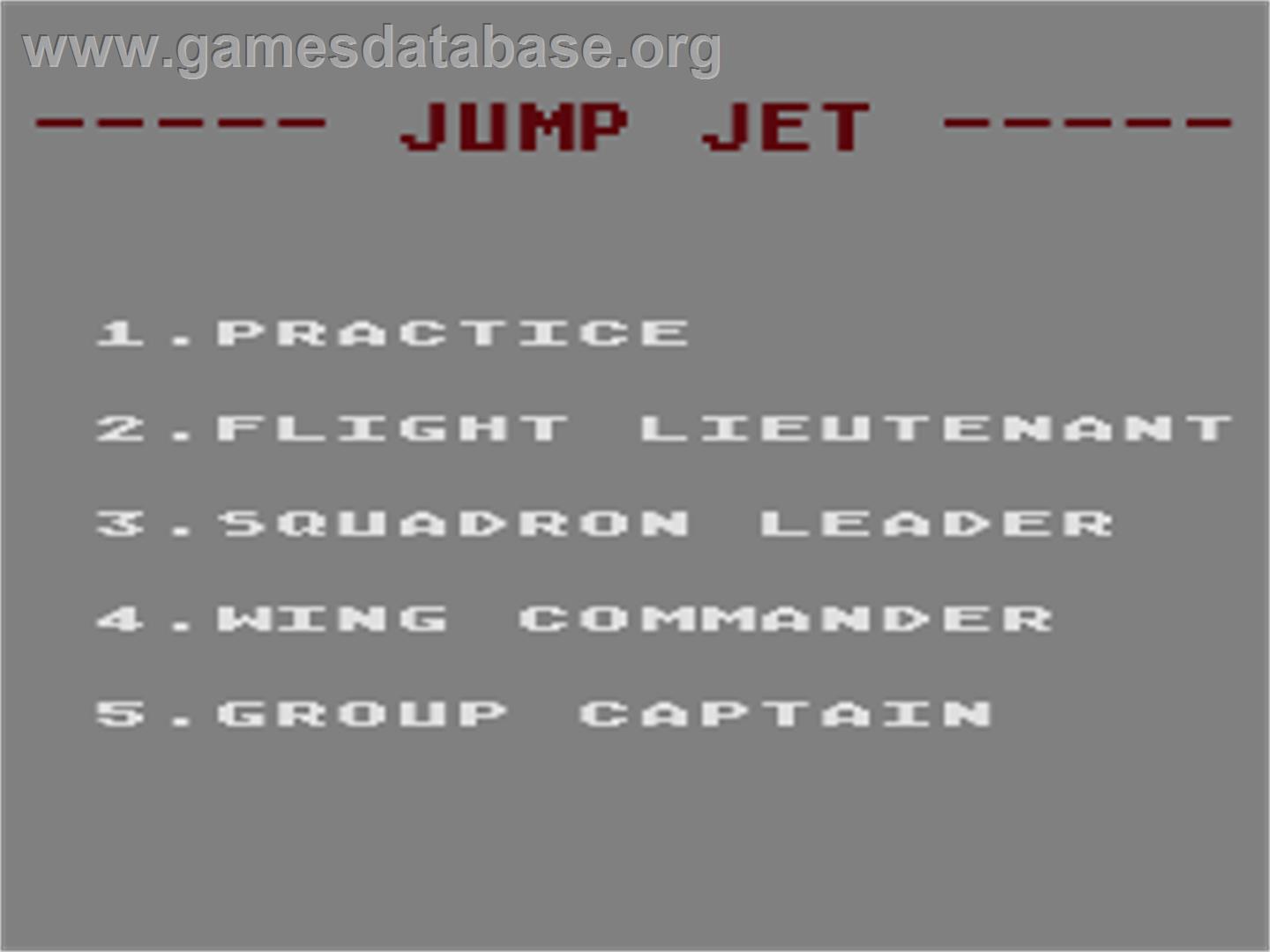 Jump Jet - Atari 8-bit - Artwork - Title Screen