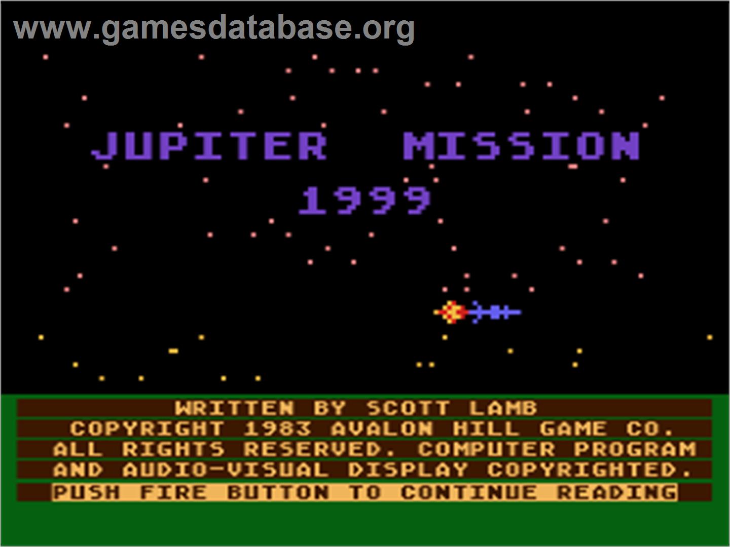 Jupiter Mission 1999 - Atari 8-bit - Artwork - Title Screen