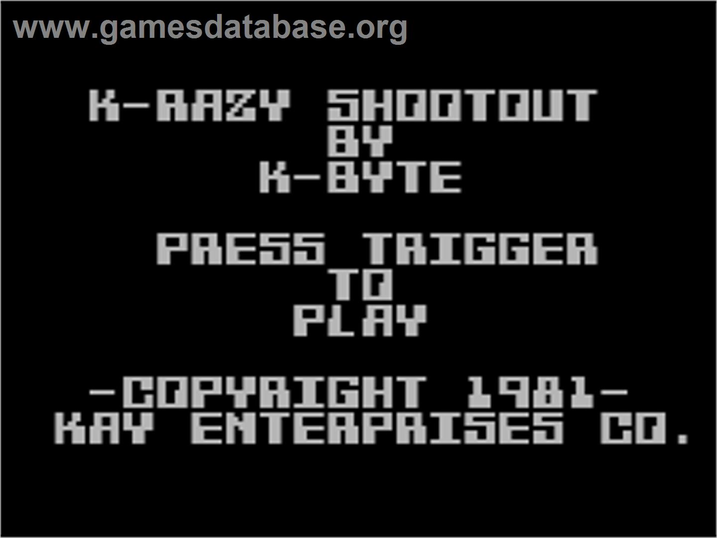 K-Razy Shootout - Atari 8-bit - Artwork - Title Screen