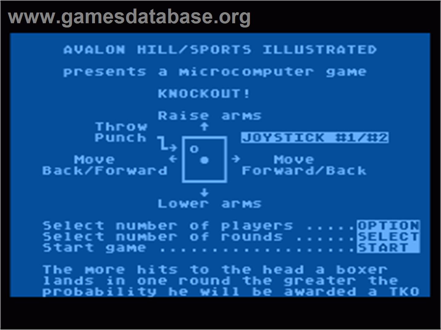 Knockout - Atari 8-bit - Artwork - Title Screen