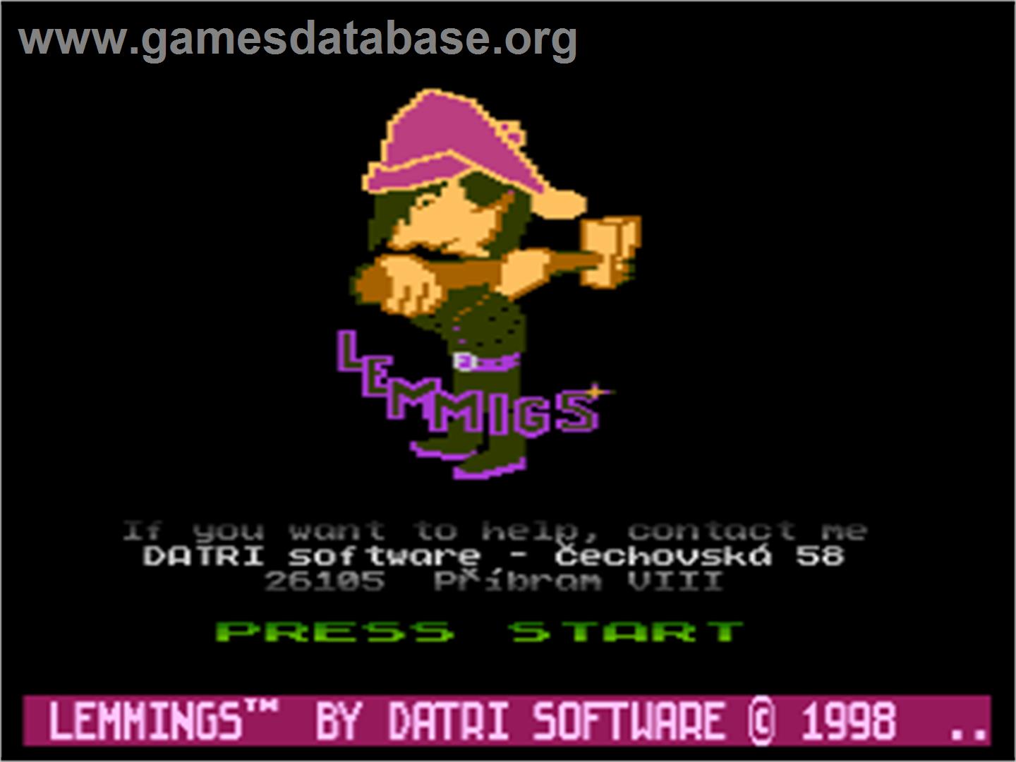 Lemmings - Atari 8-bit - Artwork - Title Screen