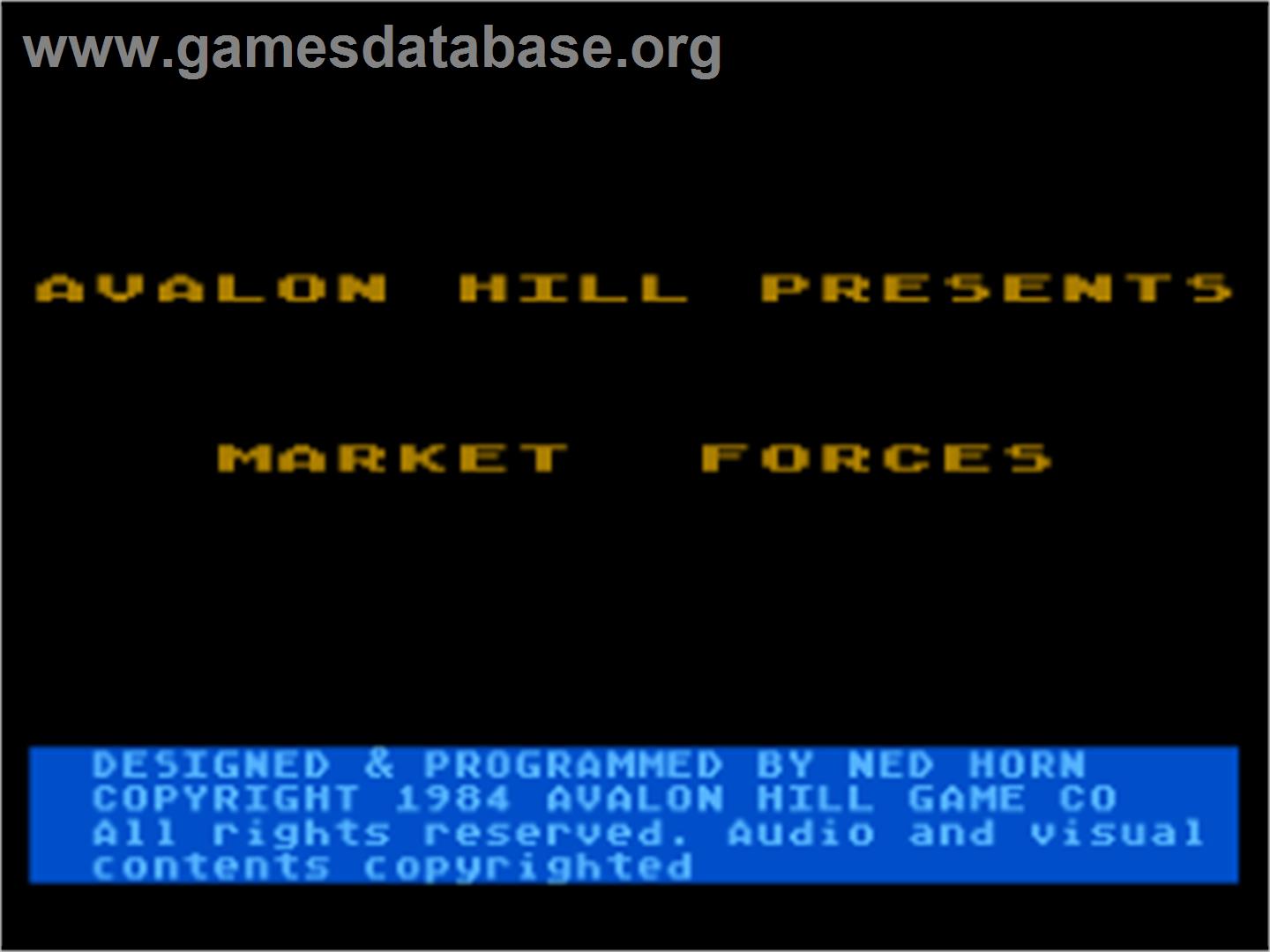 Market Forces - Atari 8-bit - Artwork - Title Screen