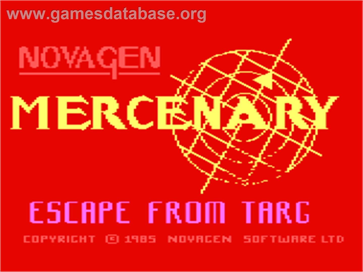 Mercenary: Escape From Targ with the Second City - Atari 8-bit - Artwork - Title Screen