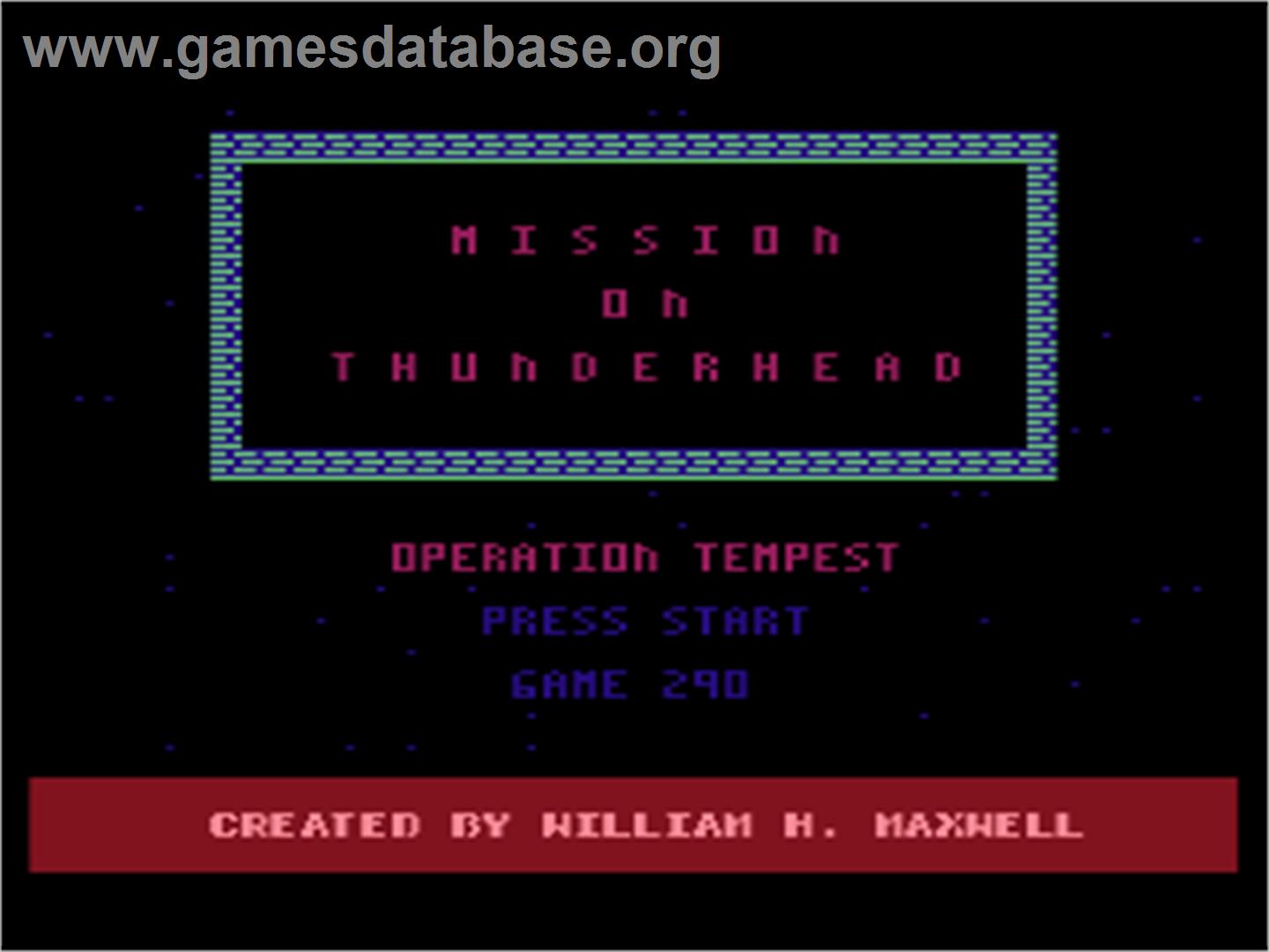 Mission on Thunderhead - Atari 8-bit - Artwork - Title Screen