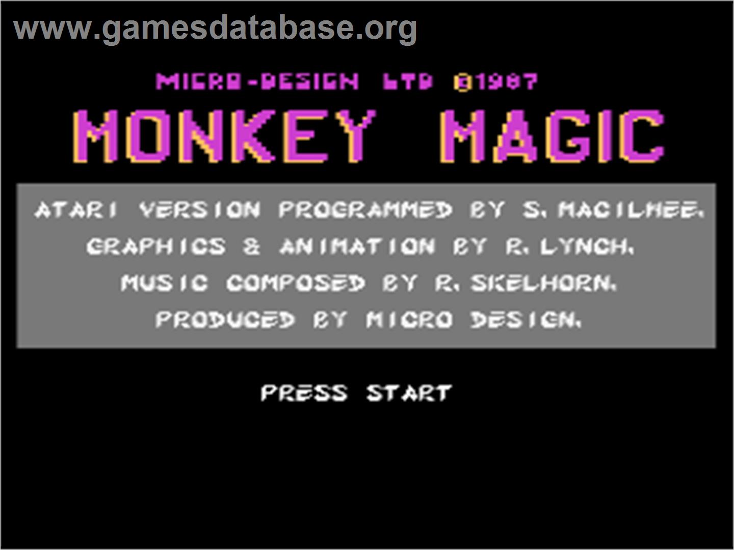 Monkey Magic - Atari 8-bit - Artwork - Title Screen
