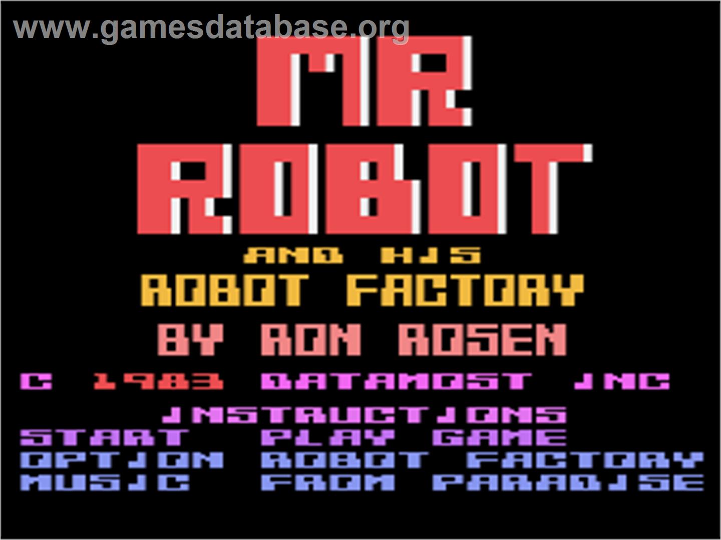 Mr. Robot and his Robot Factory - Atari 8-bit - Artwork - Title Screen