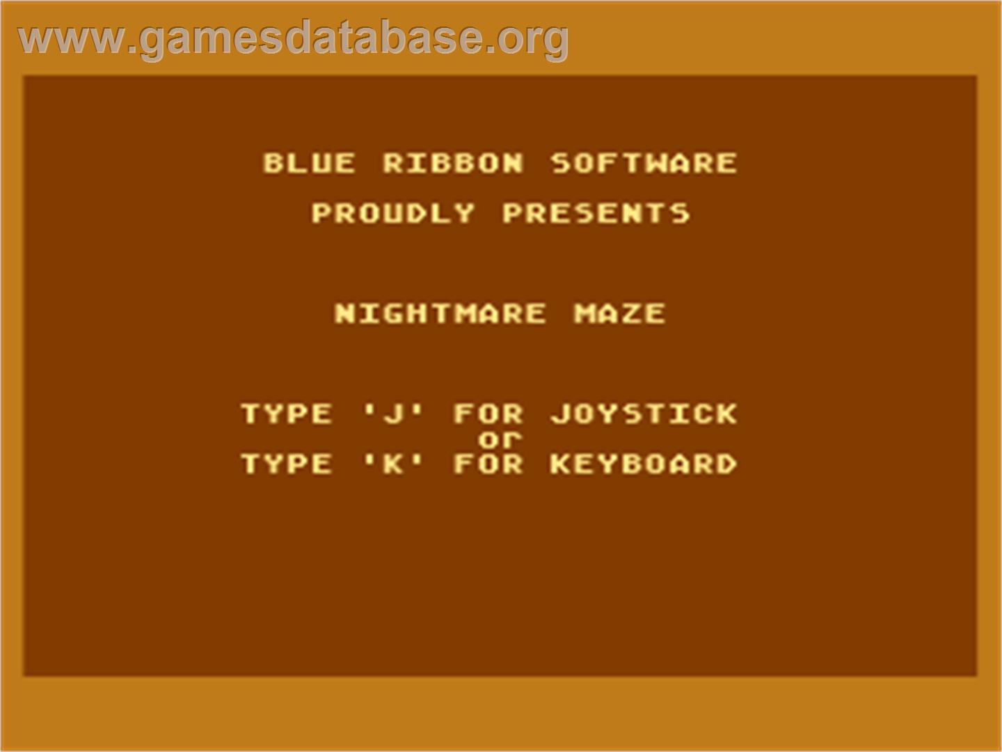 Nightmare Maze - Atari 8-bit - Artwork - Title Screen