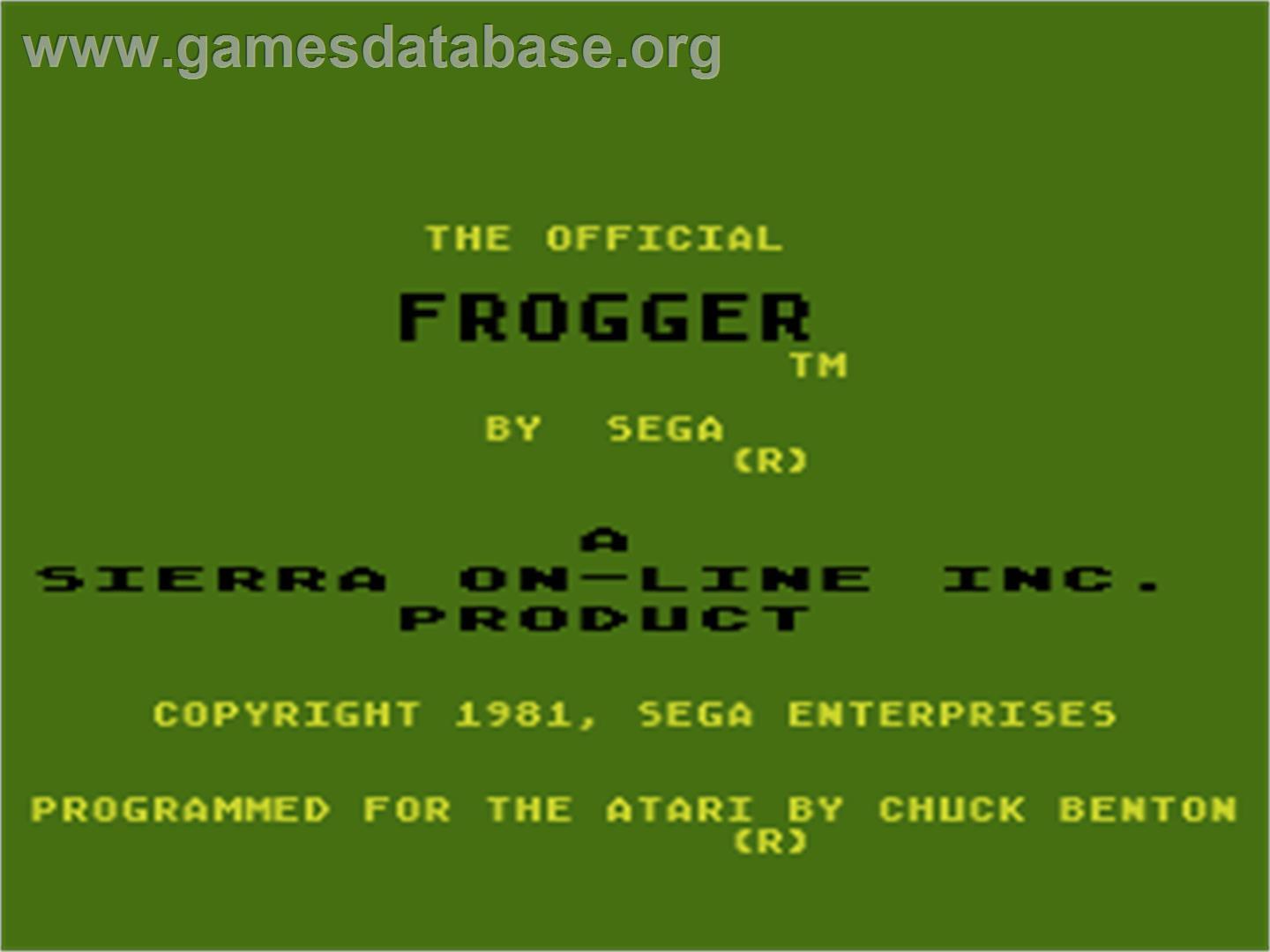 Official Frogger, The - Atari 8-bit - Artwork - Title Screen