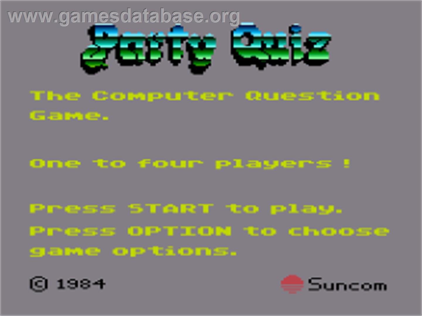 PQ: The Party Quiz Game - Atari 8-bit - Artwork - Title Screen