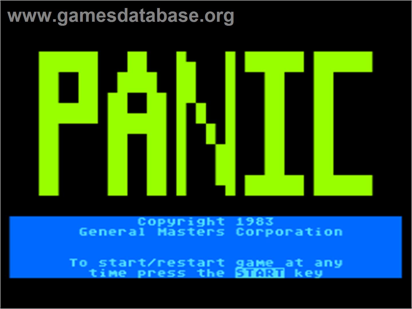 Panic - Atari 8-bit - Artwork - Title Screen