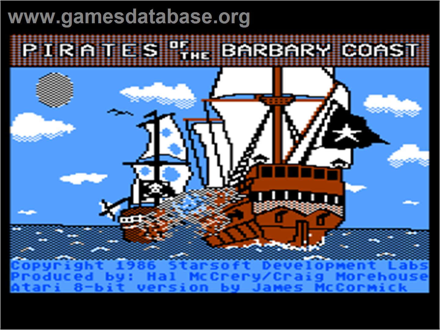 Pirates of the Barbary Coast - Atari 8-bit - Artwork - Title Screen