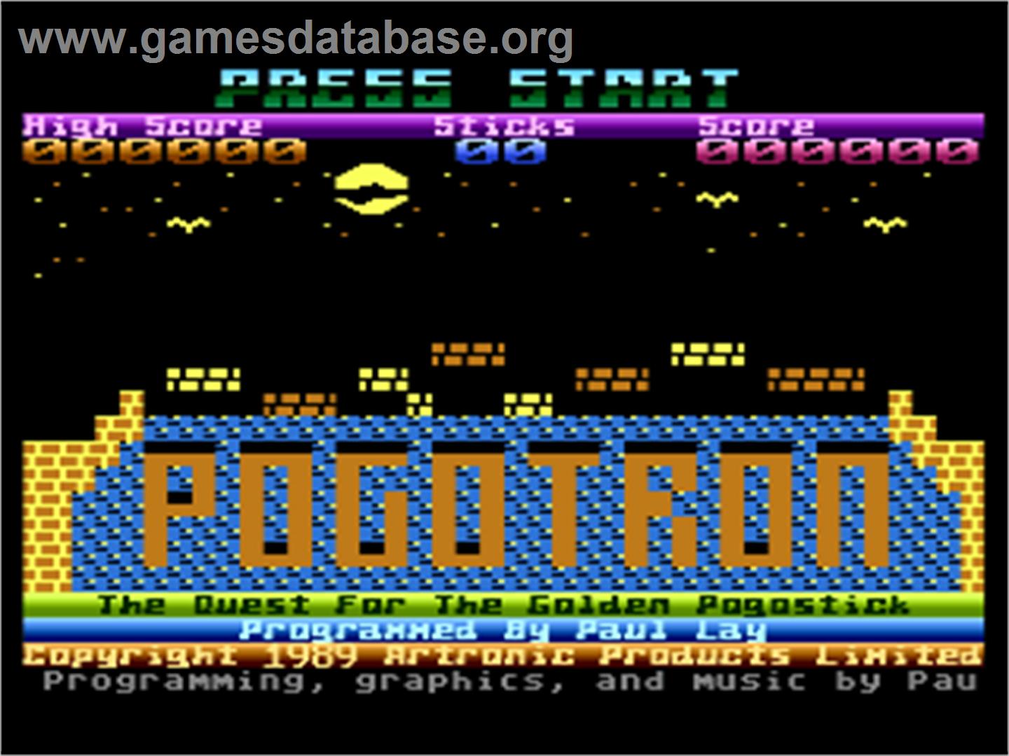 Pogotron - Atari 8-bit - Artwork - Title Screen