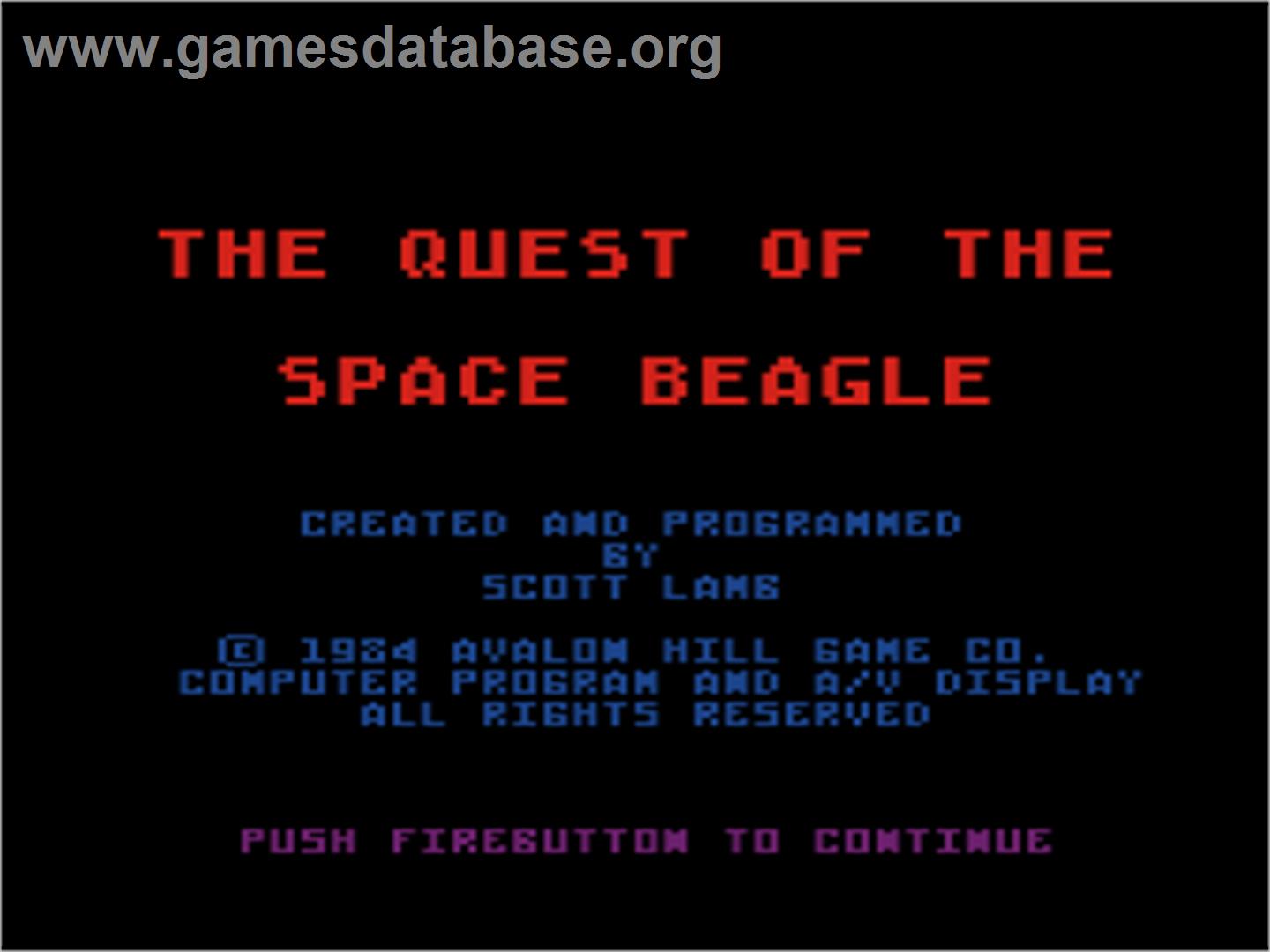 Quest of the Space Beagle - Atari 8-bit - Artwork - Title Screen
