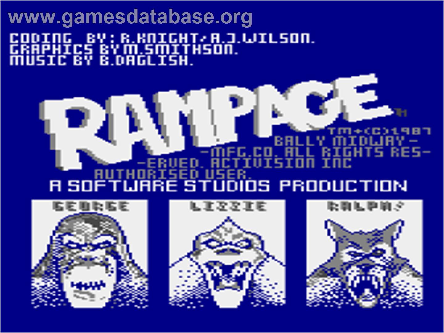 Rampage - Atari 8-bit - Artwork - Title Screen
